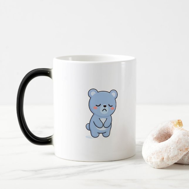 Mug Magic Sad Bear Minimal Kawaii Style (Avec donut)