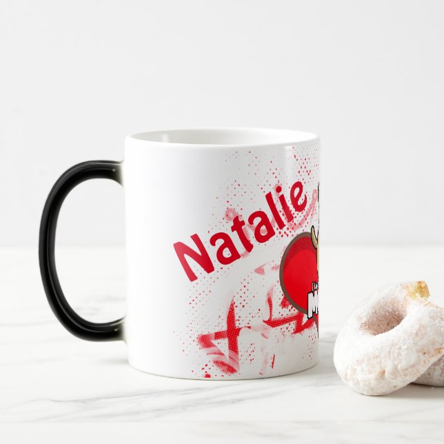 Mug Magic Saint Valentin coeur rouge avec ours (Avec donut)