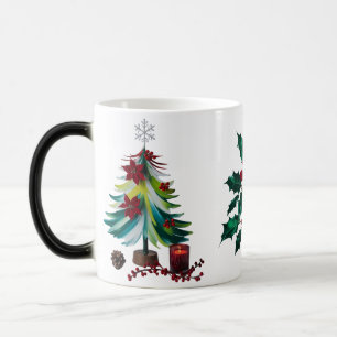 Mug Magic Sapin de Noël aux Poinsettias à Coup de Pinceau Ar