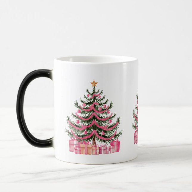 Mug Magic Sapins de Noël roses (Gauche)