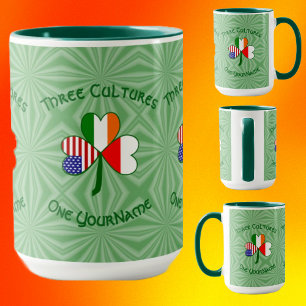 Mug Magic Shamrock personnalisé des drapeaux irlandais polon