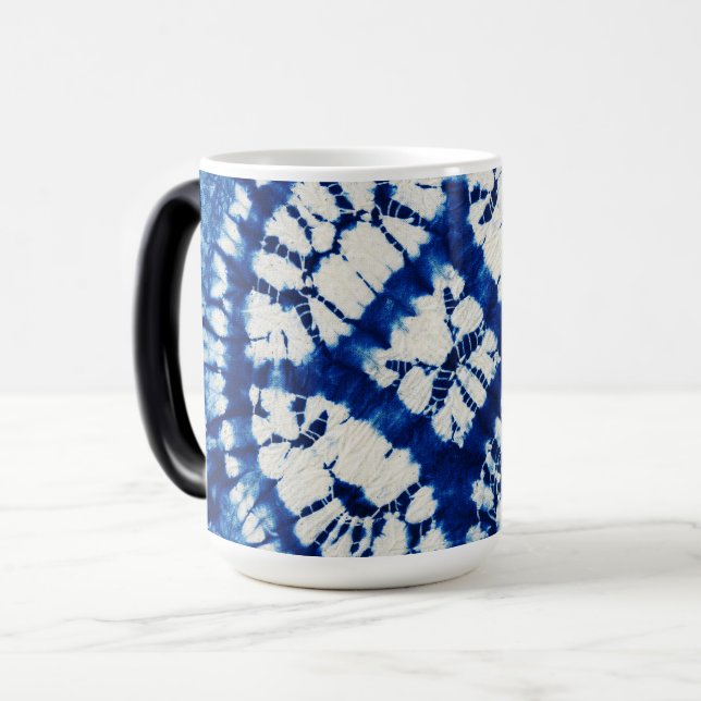 Mug Magic Shibori Tie Dye Mer du Sud Indigo Batik (Devant gauche)
