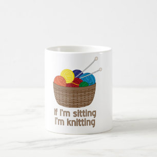 Mug Magic Si je suis se reposant moi tricote