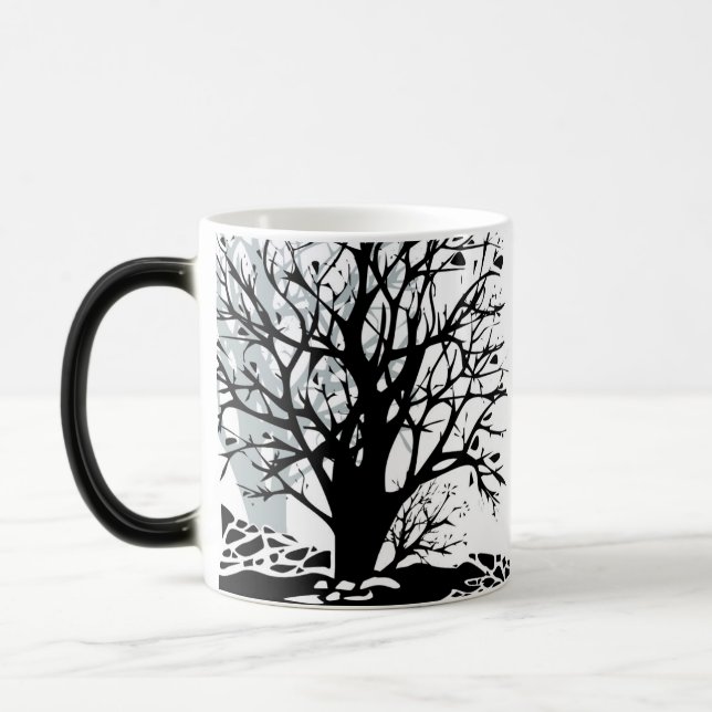 Mug Magic Silhouette d'arbre noir moderne abstrait ombre bla (Gauche)