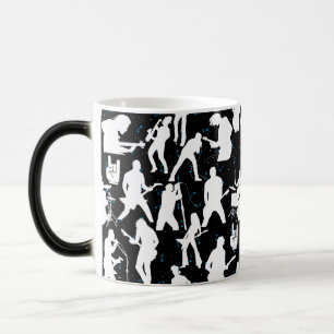 Mug Magic Silhouette de bande de rock Motif.w Black BG