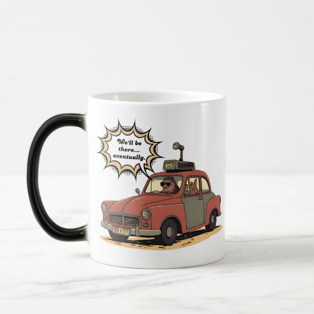 Mug Magic Sloth and Bunny Cartoon Road Trip Adventure (Gauche)