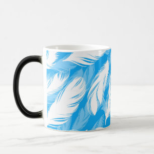Mug Magic Sophisticated Feather Design On A Bright Blue