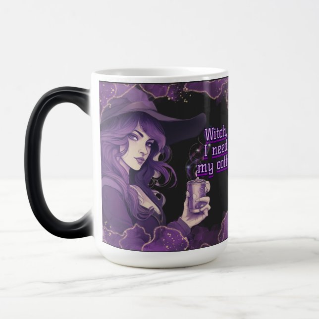 Mug Magic Sorcière de café sur noir (Gauche)