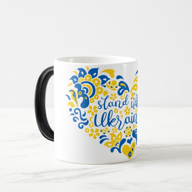 Mug Magic Soyez avec l'Ukraine lettrage et coeur (Devant gauche)