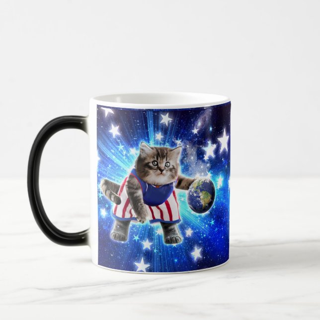 Mug Magic Space cat jouant au basket (Gauche)