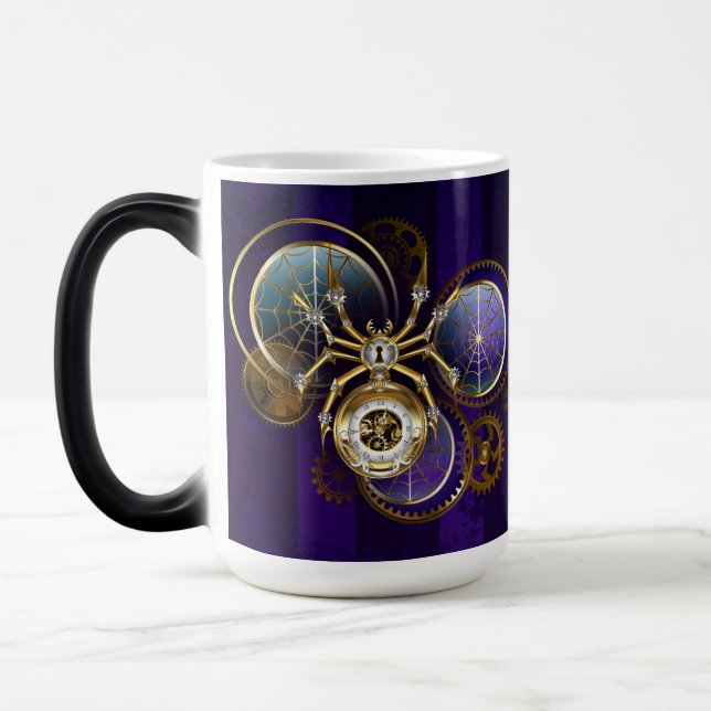 Mug Magic Spider Steampunk sur Arrière - plan pourpre (Gauche)