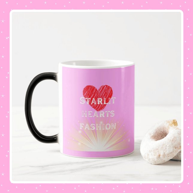 Mug Magic Starlit Coeurs Mode Coeur rouge Coeur brillant Mor (Starlit Hearts Fashion Red Heart Shine Morphing Mug - 11 oz)