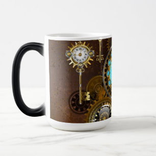 Mug Magic Steampunk Rusty Background with Turquoise Lenses