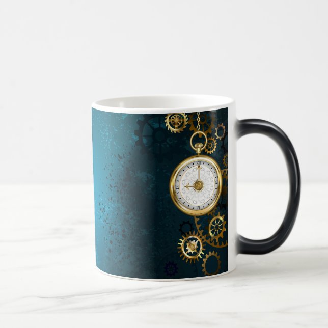 Mug Magic Steampunk turquoise Background with Gears (Droite)