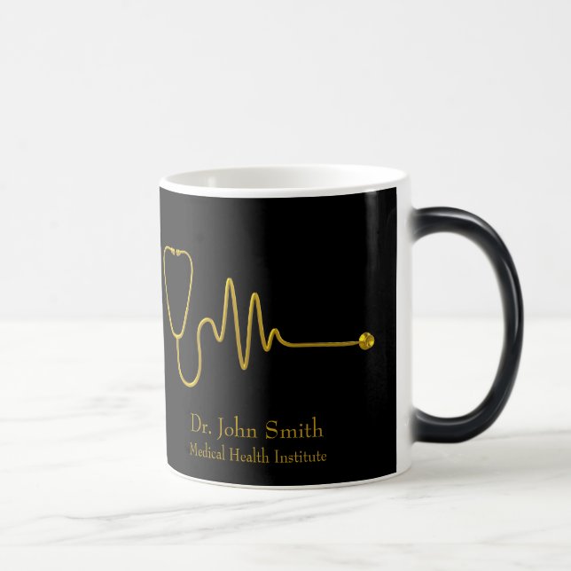 Mug Magic Stéthoscope ECG en or de luxe, onde EKG, ligne méd (Droite)