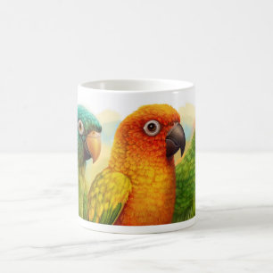 Mug Magic Sun bleu-a couronné des conures verts-cheeked