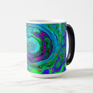 Mug Magic Super Abstrait Retro Green et Blue Swirl