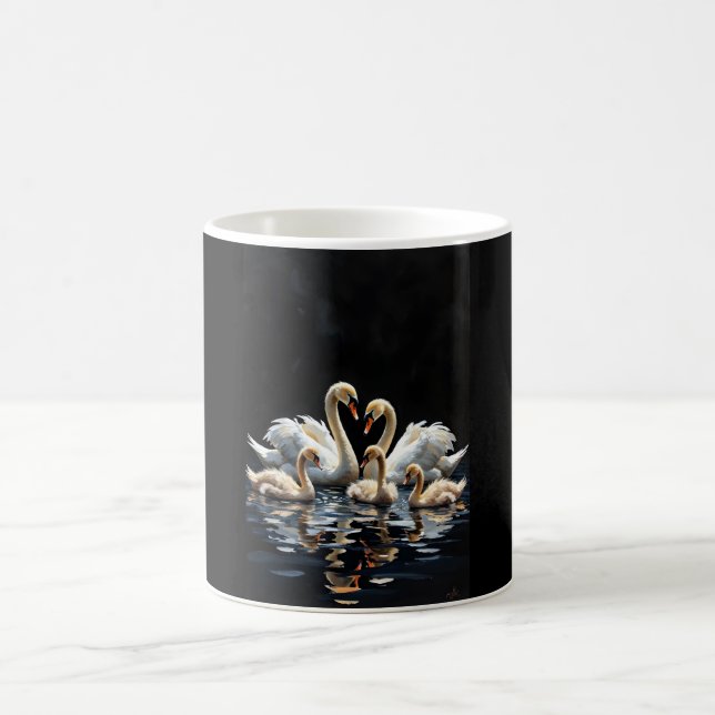 Mug Magic Swan Family on Black Lake Artwork (Centre)