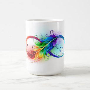 Mug Magic Symbole d'infini avec plume arc-en-ciel