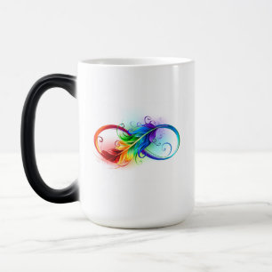 Mug Magic Symbole d'infini avec plume arc-en-ciel