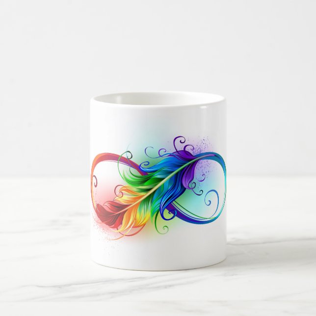 Mug Magic Symbole d'infini avec plume arc-en-ciel (Centre)