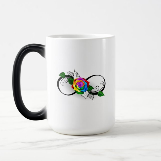 Mug Magic Symbole d'infini avec Rose arc-en-ciel (Gauche)