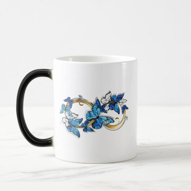 Mug Magic Symbole infini de papillons Morpho bleus (Gauche)