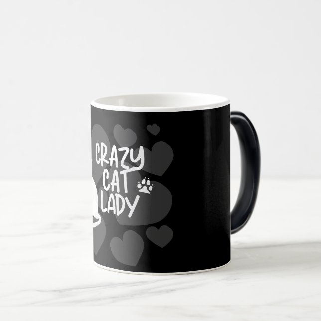 Mug Magic T-shirt noir dame de chat fou (Devant droit)