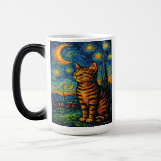 Mug Magic  tabby cat gazes skyward
