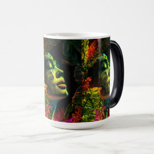Mug Magic Tête de femme Neon vibrante, Art réaliste