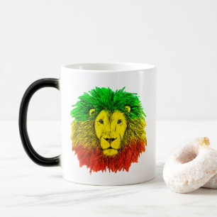 Mug Magic Tête de lion rasta rouge jaune vert dessin Jamaïqu
