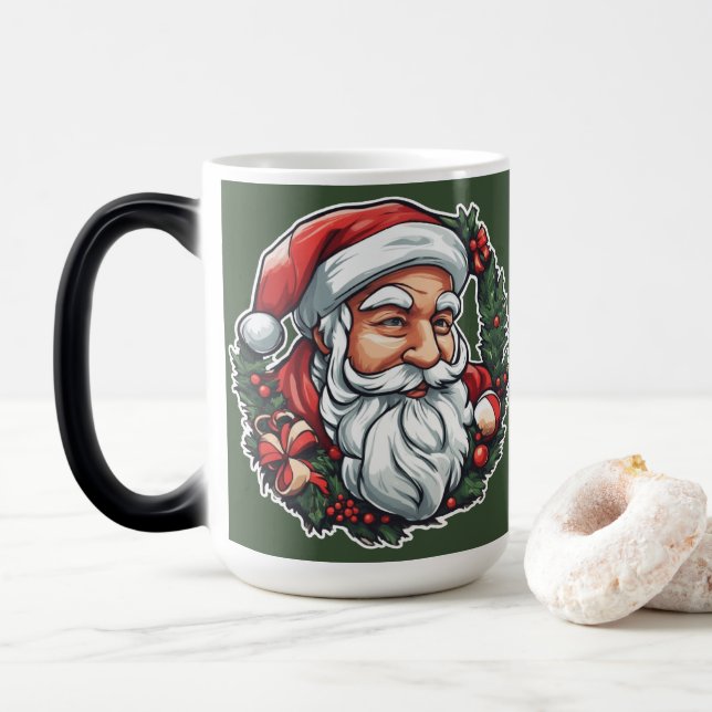 Mug Magic tête de Père Noël avec couronne (Avec donut)