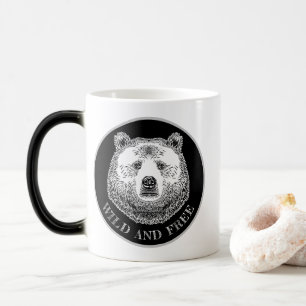 Mug Magic Tête D'Ours, Sauvage Et Libre, Illustration Dessin