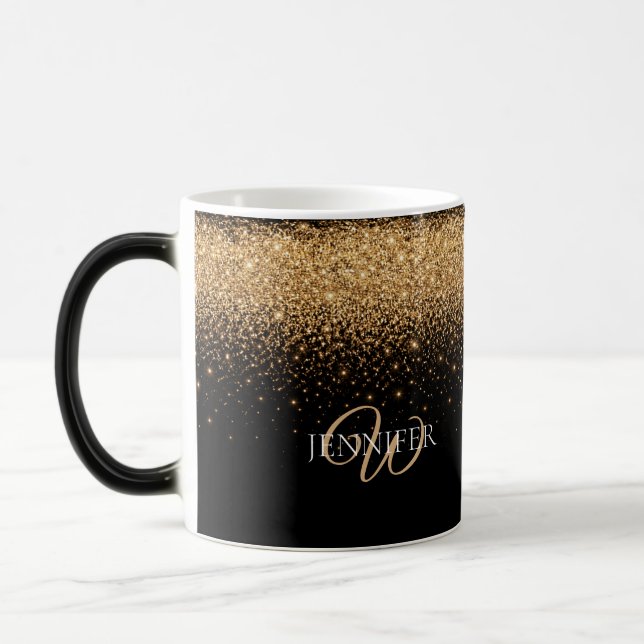 Mug Magic Texture de luxe élégant avec paillettes dorées     (Gauche)