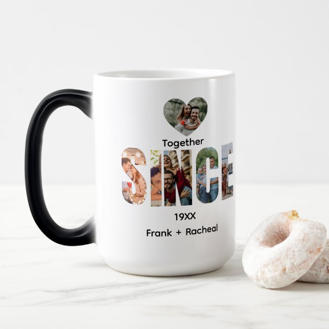 Mug Magic Together Since – Custom Year & Couple Names Photo (Avec donut)