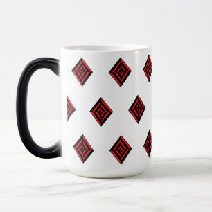 Mug Magic Tot moderne à motif diamant géométrique rouge et n