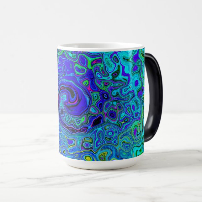 Mug Magic Tourbillonnement Liquide Abstrait Violet Bleu Rétr (Devant droit)