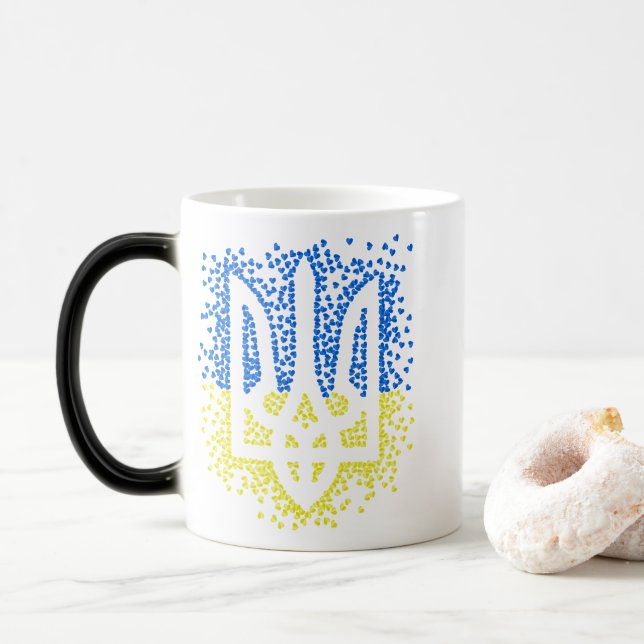 Mug Magic Trident de l'emblème ukrainien tryzub dispersant l (Avec donut)