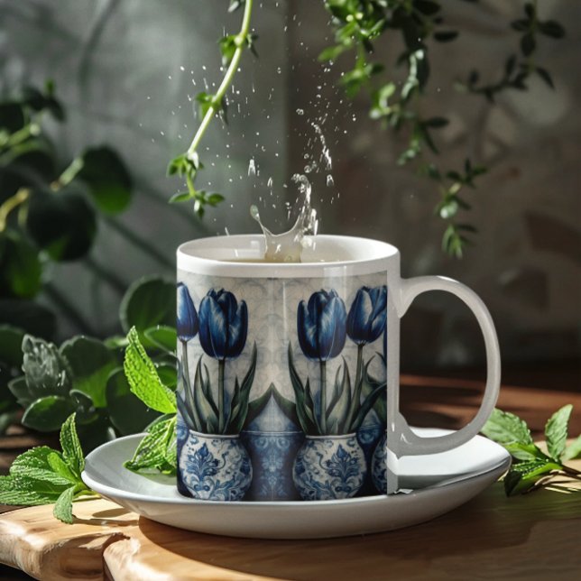 Mug Magic Tulipes en bleu de Delft  (Créateur téléchargé)
