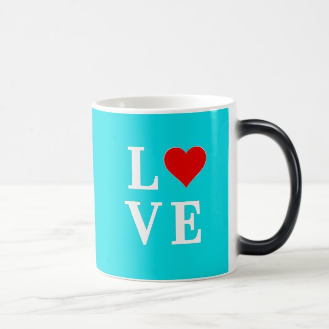 Mug Magic Turquoise Bleu AMOUR Moderne (Droite)