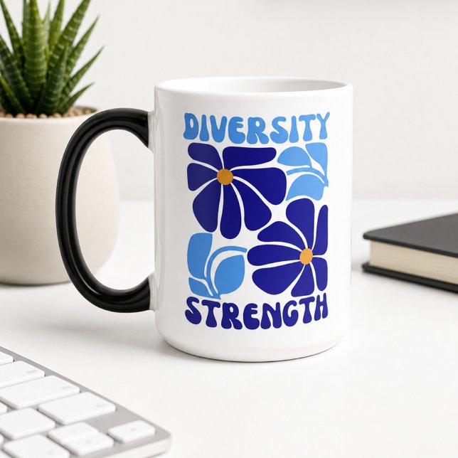 Mug Magic Typographie florale rétro de force de diversité (Créateur téléchargé)