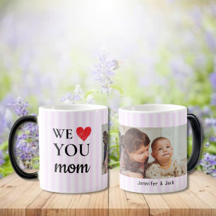 Mug Magic Un Coeur Purple Stripes We Love You Mom Photo