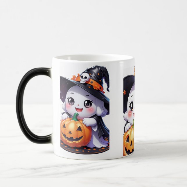 Mug Magic Un joli fantôme d'Halloween avec Citrouille (Gauche)