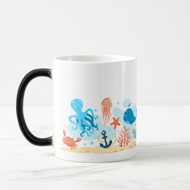 Mug Magic Un monde sous-marin mignon. La vie marine. Aquatiq (Gauche)