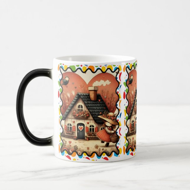Mug Magic Une petite fille court devant une maison (Gauche)