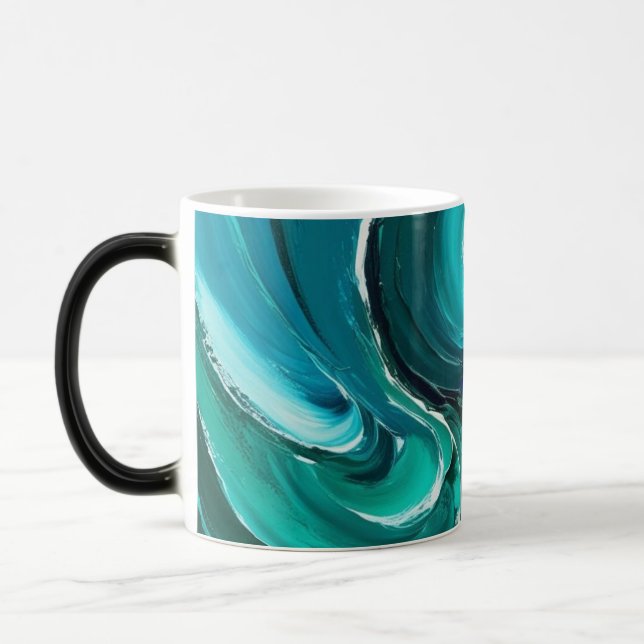 Mug Magic Vagues bleues art abstrait  (Gauche)