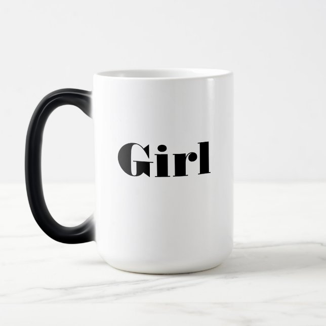 Mug Magic Vaisselle à texte "Fille" imprimé Élégant  (Gauche)