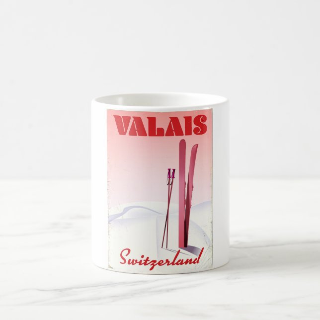 Mug Magic valais Suisse affiche de ski vintage (Centre)
