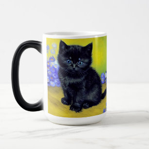 Mug Magic Van Gogh Chat noir Fleurs violettes