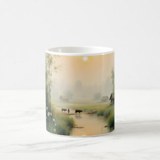 Mug Magic Vietnamese Morning Mist Village Watercolor Art